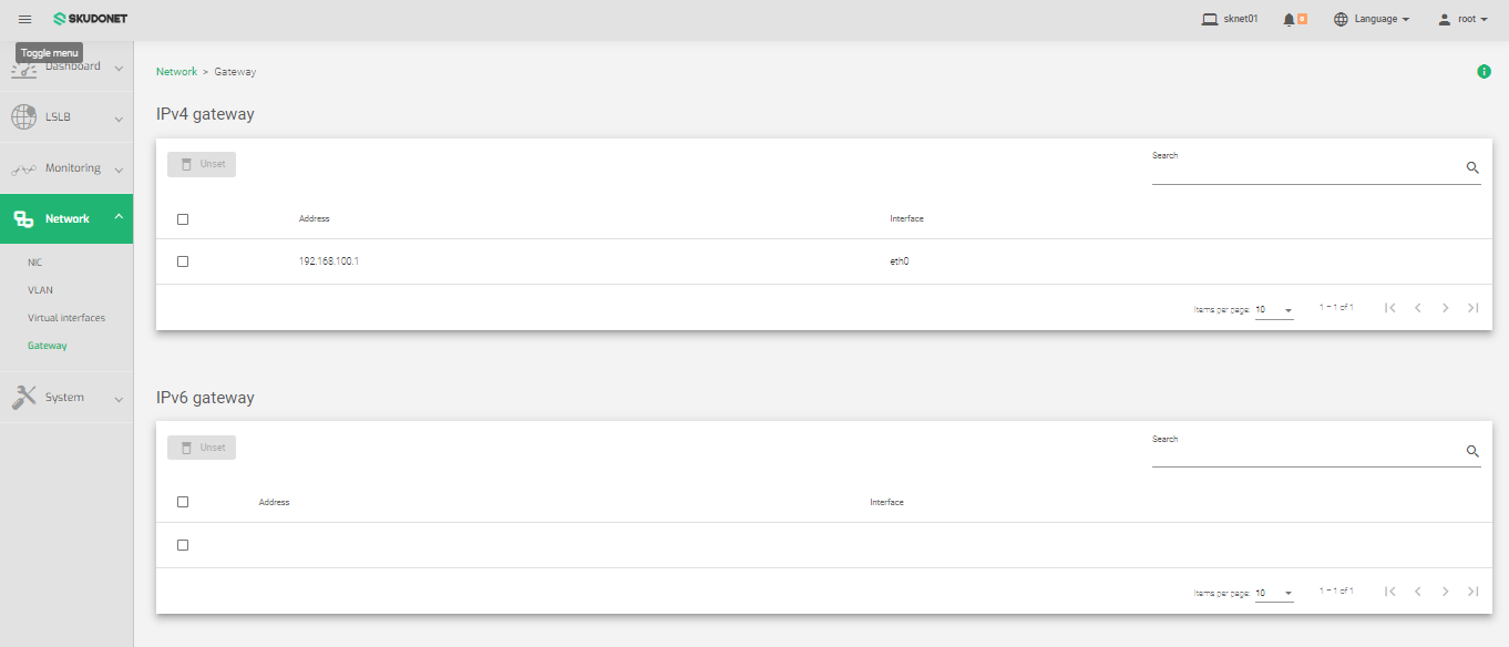default gateway in SKUDONET