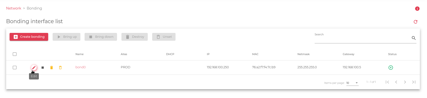 Skudonet network bonding listing